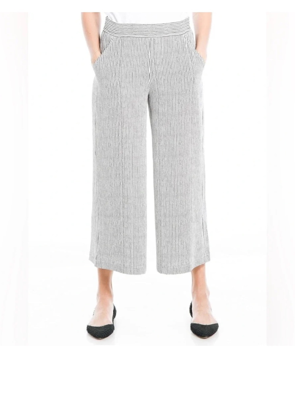 Max Studio Stripe Polka dot Wide Leg Flare Crop Casual Pants Trousers size XXL